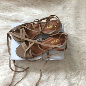 Tie sandals with small heel size 8.5